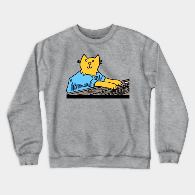 Cat in Control Making Music Crewneck Sweatshirt by ellenhenryart